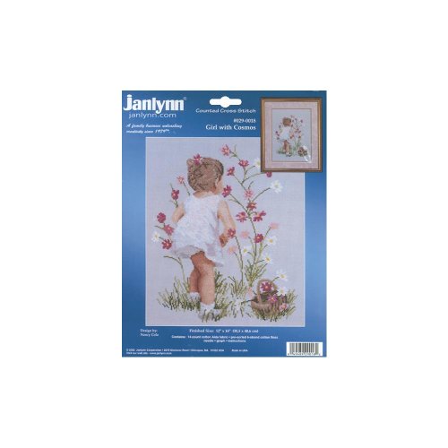 (image for) Girl With Cosmos Counted Cross Stitch Kit
